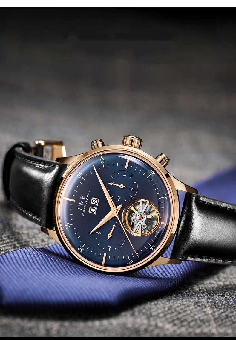 Montre Homme Luxury Brand Watches for Men Automatic Self Winding Mens Watch Leather Date Waterproof Men Mechanical Wristwatches