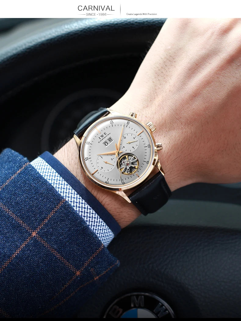 Montre Homme Luxury Brand Watches for Men Automatic Self Winding Mens Watch Leather Date Waterproof Men Mechanical Wristwatches