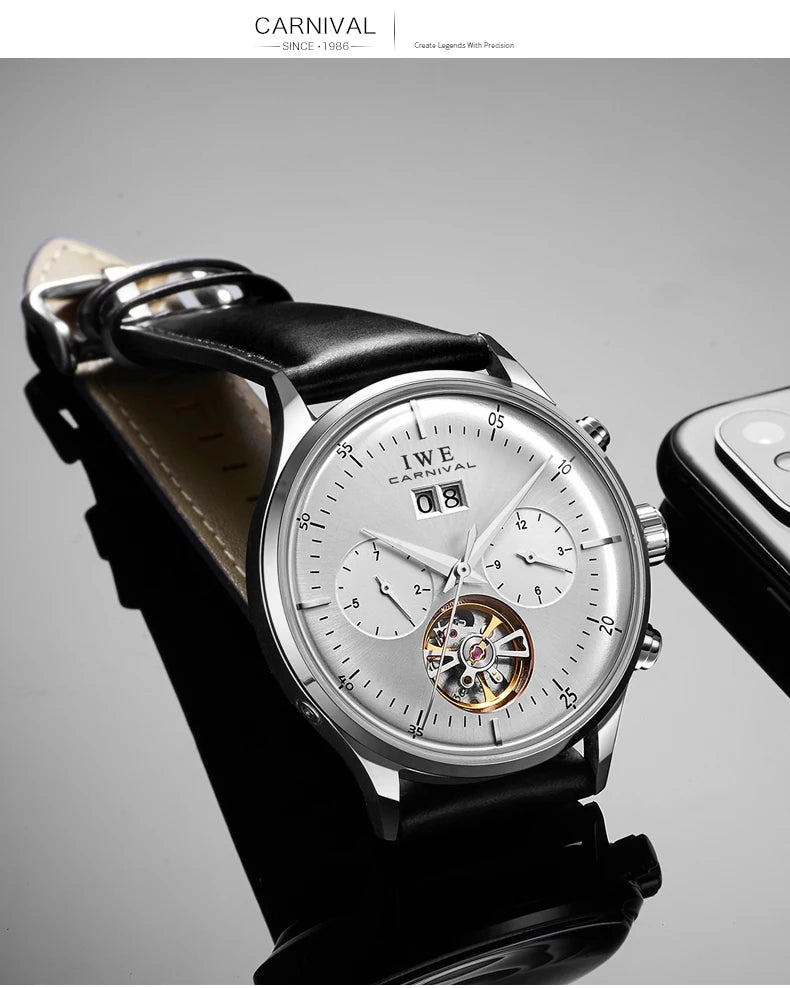 Montre Homme Luxury Brand Watches for Men Automatic Self Winding Mens Watch Leather Date Waterproof Men Mechanical Wristwatches