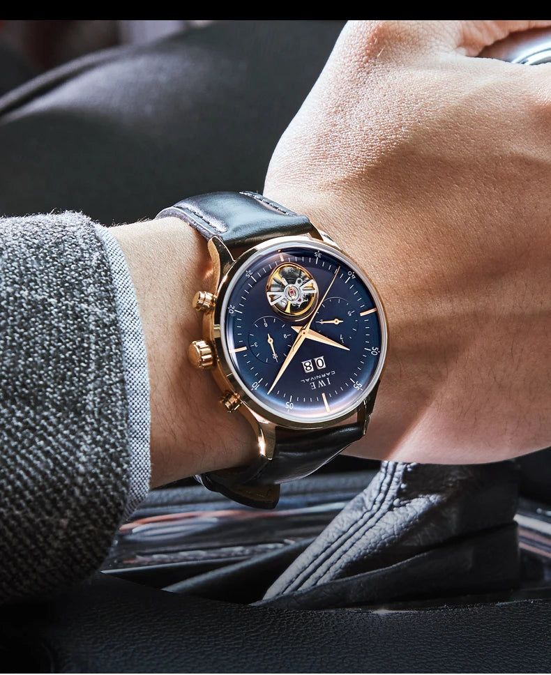 Montre Homme Luxury Brand Watches for Men Automatic Self Winding Mens Watch Leather Date Waterproof Men Mechanical Wristwatches