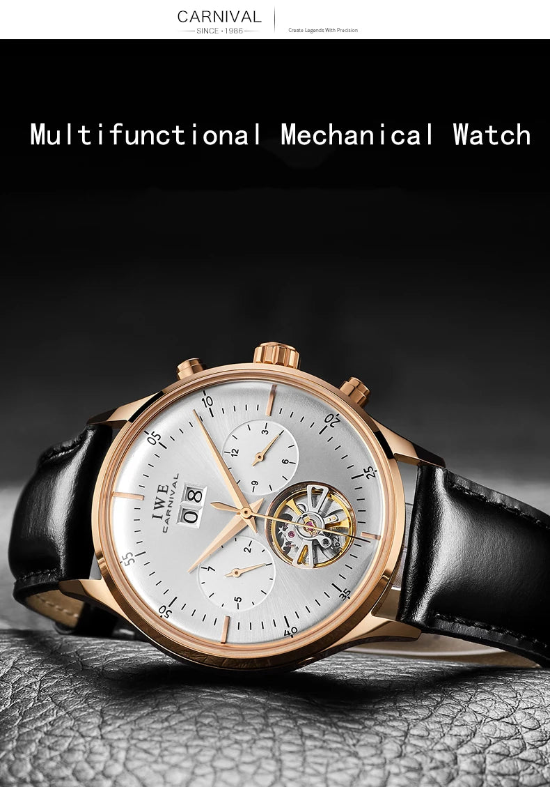 Montre Homme Luxury Brand Watches for Men Automatic Self Winding Mens Watch Leather Date Waterproof Men Mechanical Wristwatches