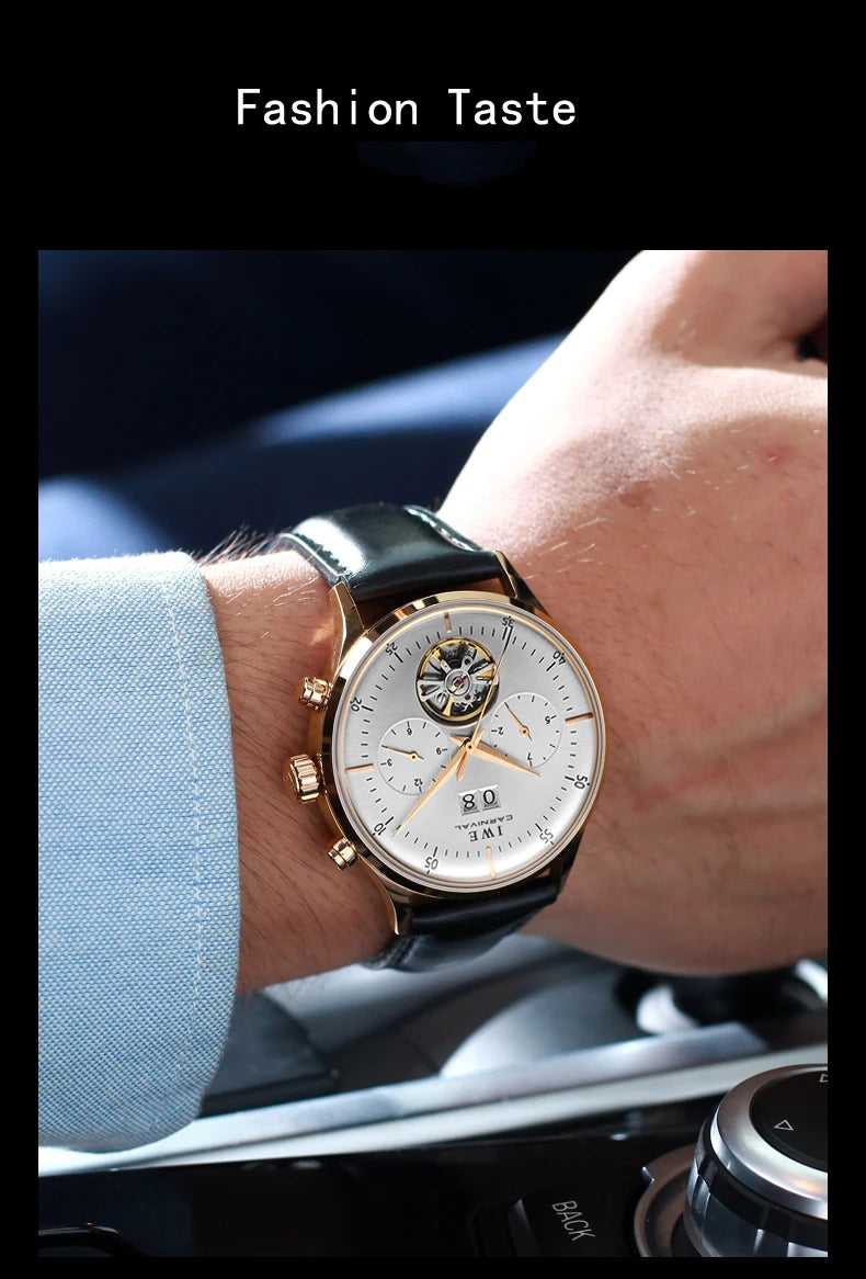 Montre Homme Luxury Brand Watches for Men Automatic Self Winding Mens Watch Leather Date Waterproof Men Mechanical Wristwatches