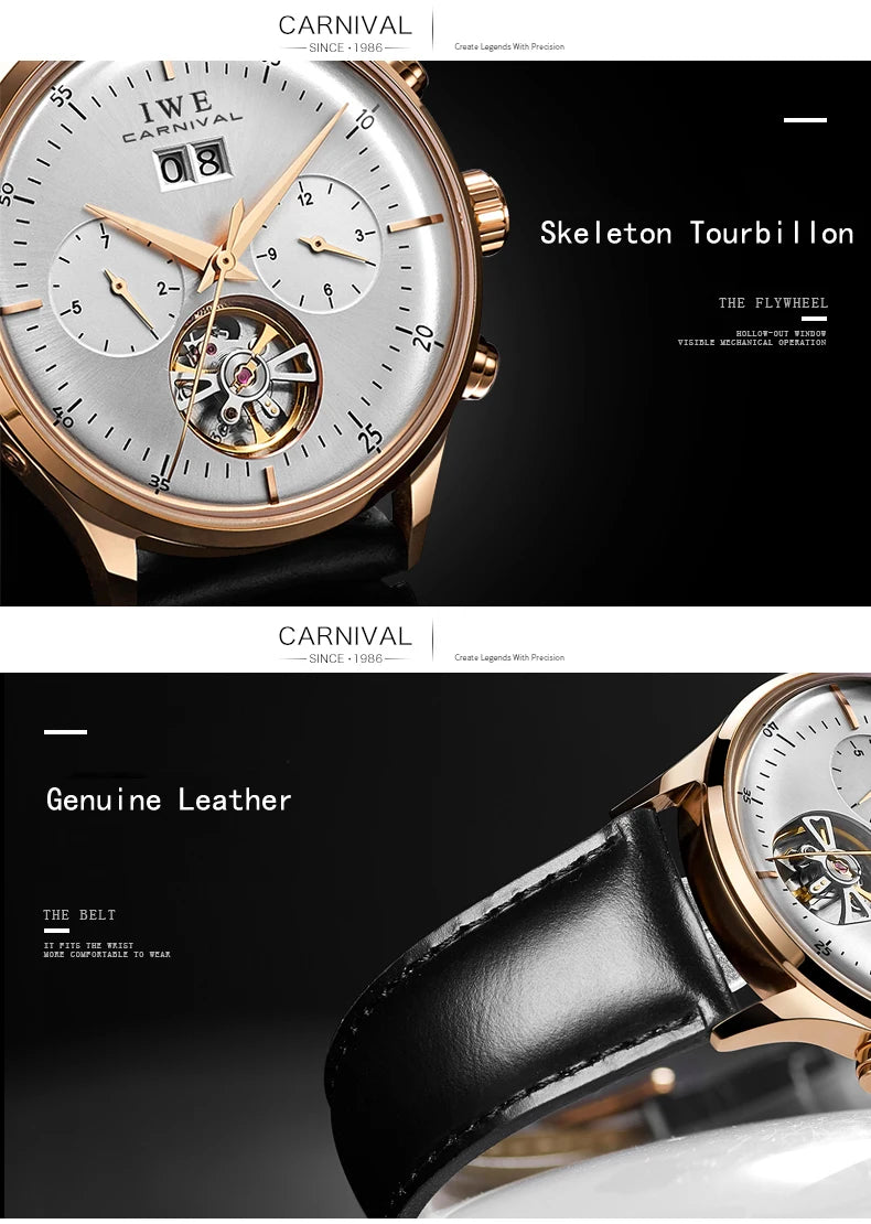 Montre Homme Luxury Brand Watches for Men Automatic Self Winding Mens Watch Leather Date Waterproof Men Mechanical Wristwatches