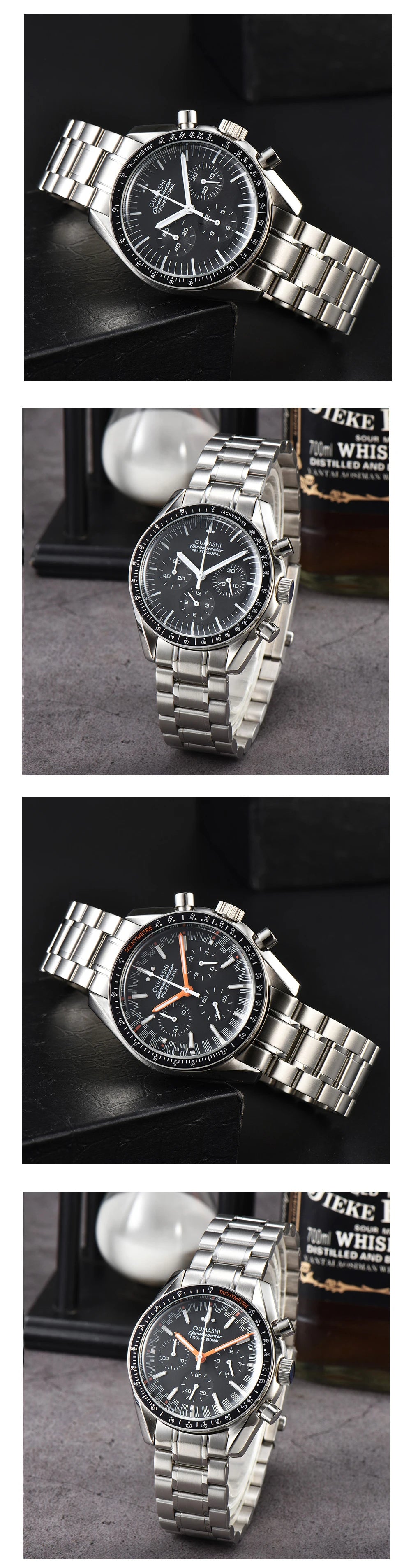 Moons Men's Watch for Man Fashion Quartz Watch Waterproof Chronograph AR Sapphire Glass