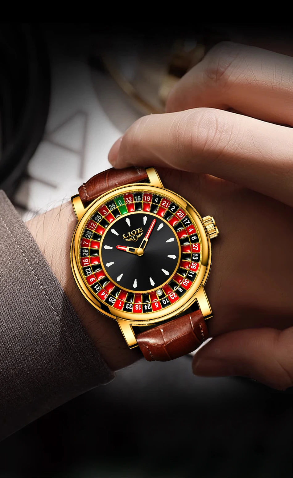 LIGE 2025 Creative Luxury Watches men Roulette Game Dial Fashion Mens Watch Waterproof Luminous Quartz Wristwatches Reloj Hombre