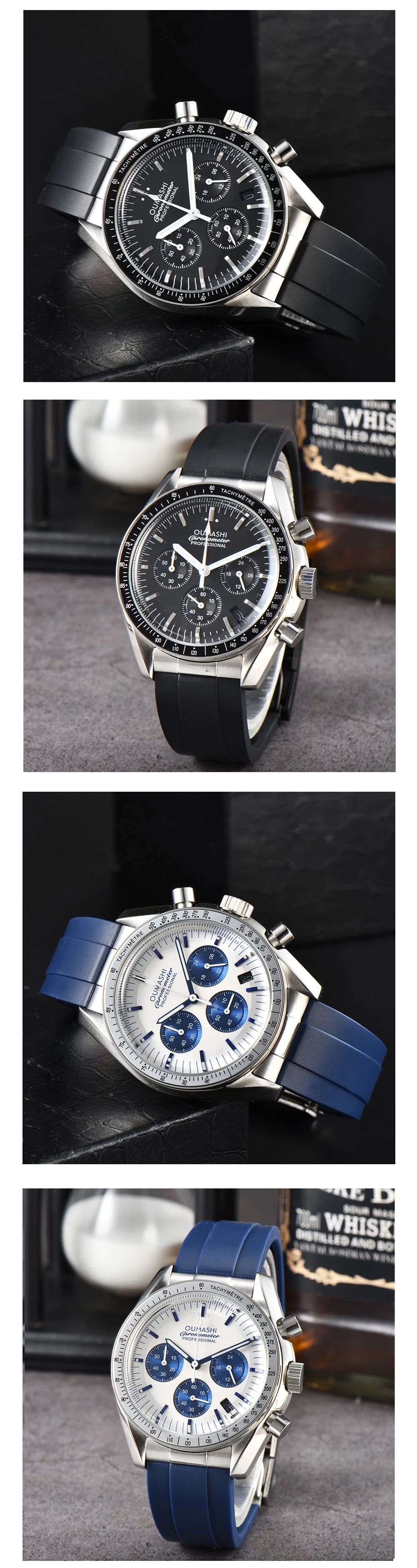 Moons Men's Watch for Man Fashion Quartz Watch Waterproof Chronograph AR Sapphire Glass