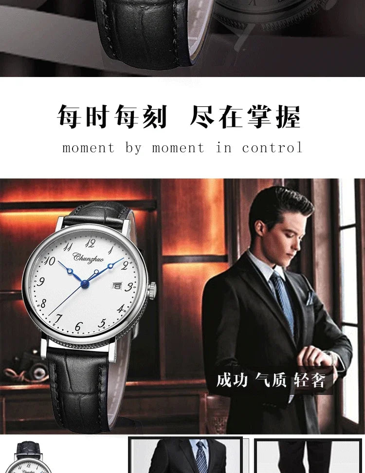 Montre décontractée ultra-plate pour homme, mouvement de montre à quartz de 38 mm, acier inoxydable importé du Japon