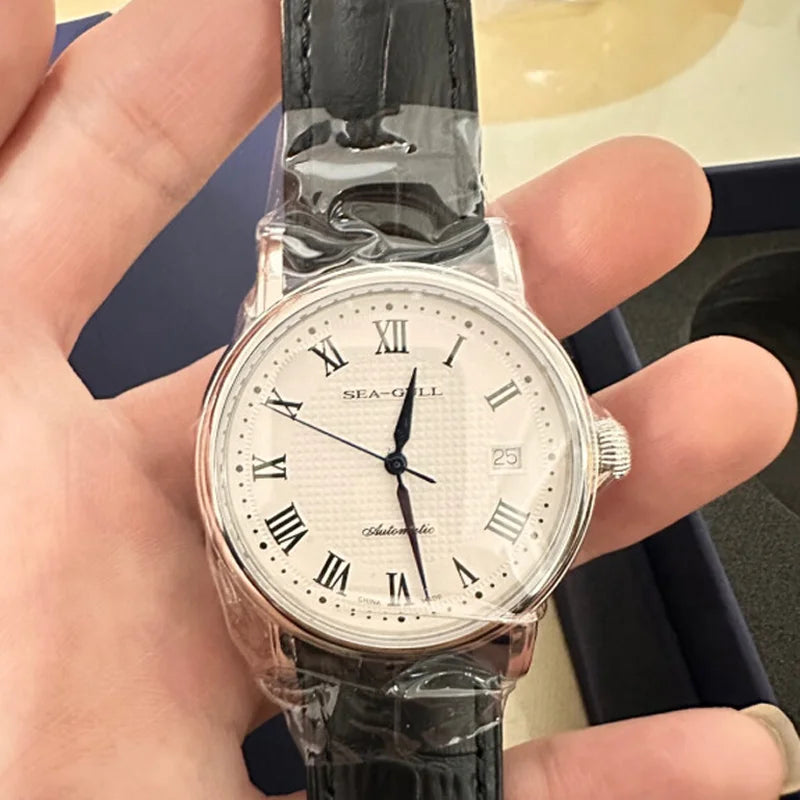 SEA-GULL Business Watches Men's Mechanical Wristwatches 50m Waterproof Leather Valentine Male Bracelet Clasp Watches 819.368
