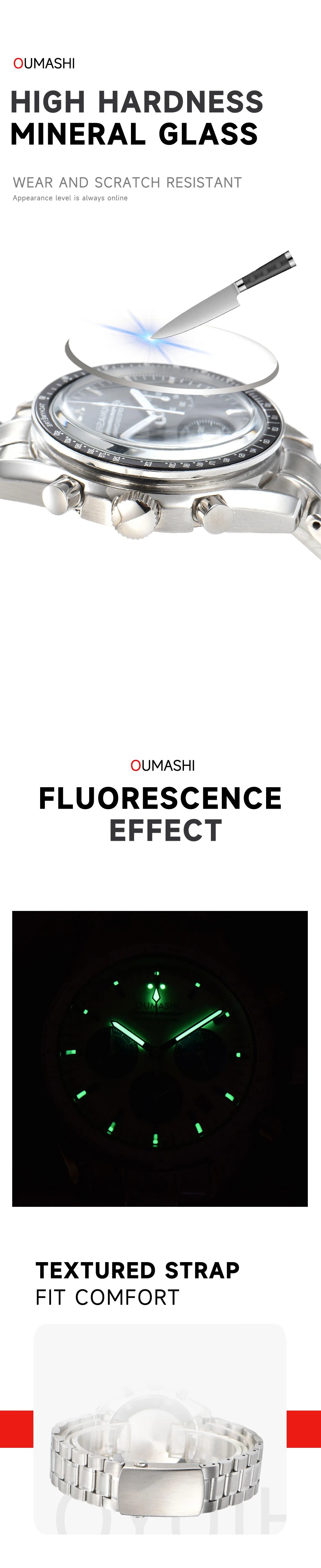 Moons Men's Watch for Man Fashion Quartz Watch Waterproof Chronograph AR Sapphire Glass