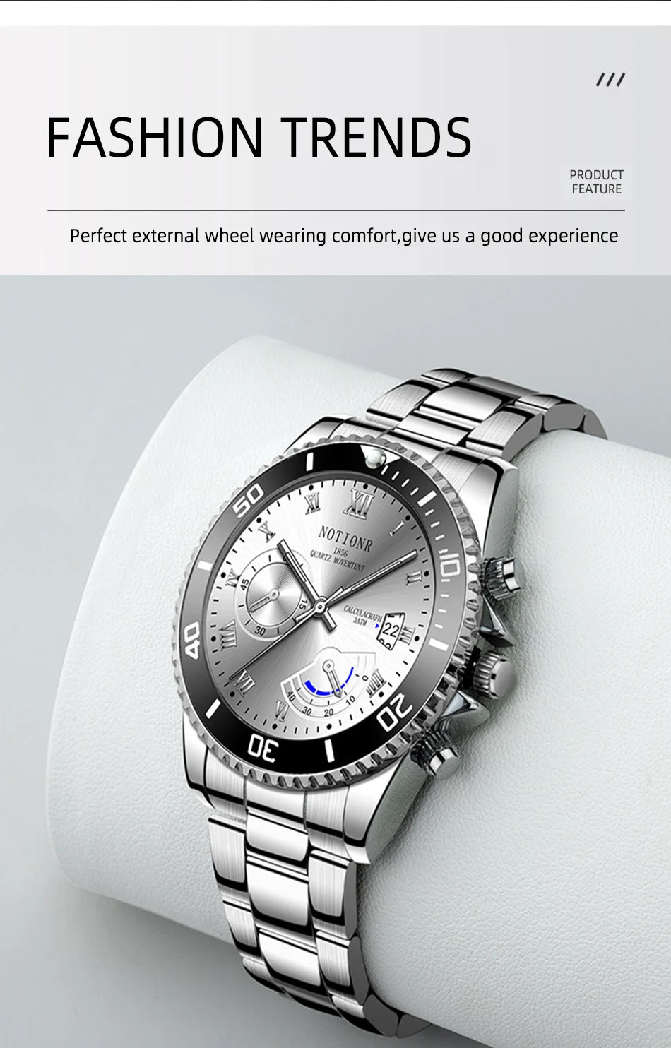 NOTIONR Fashion Watch Casual Clock Montre Homme Business Men Quartz Watch Calendar Green Water Wok Ghost Sport Men Wristwatch