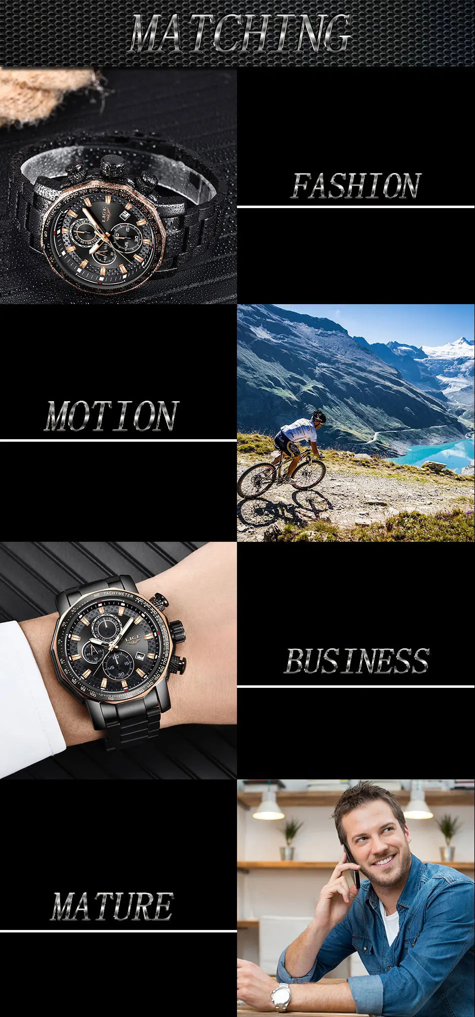 LIGE New Sport Chronograph Mens Watches Top Brand Luxury Full Steel Quartz Clock Waterproof Big Dial Watch Men Montre Homme