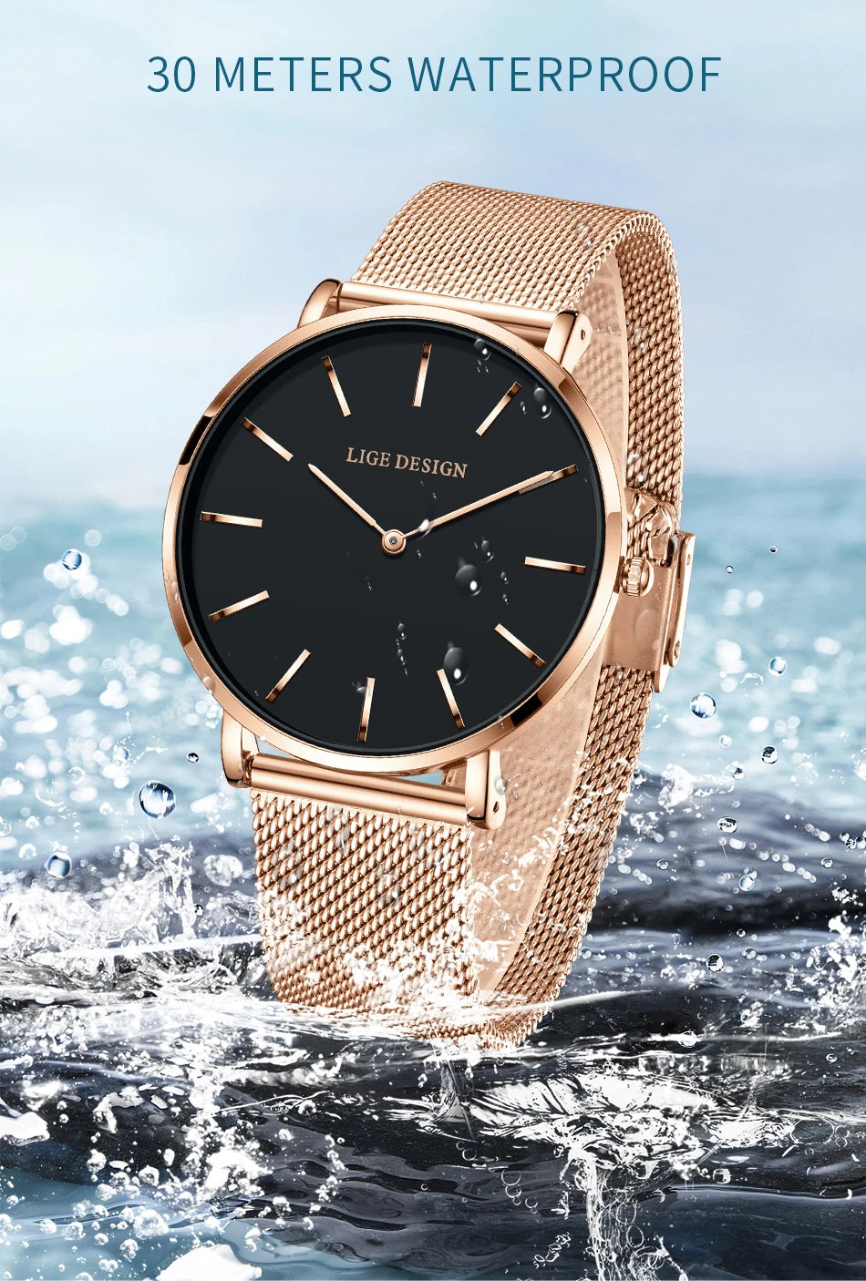 Reloj LIGE 2025 TOP Elegant Women's Watch Fashion Simple Ladies Watch Dress Gift Quartz Waterproof Watch for Women montre femme