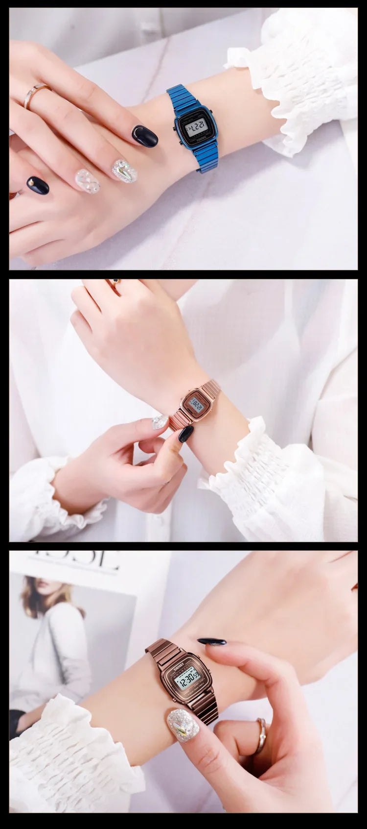 SKMEI 1901 Luxury Watch for Women Small Dial Stainless steel Digital Waterproof Ladies Wristwatches Womens Girl Montre femme