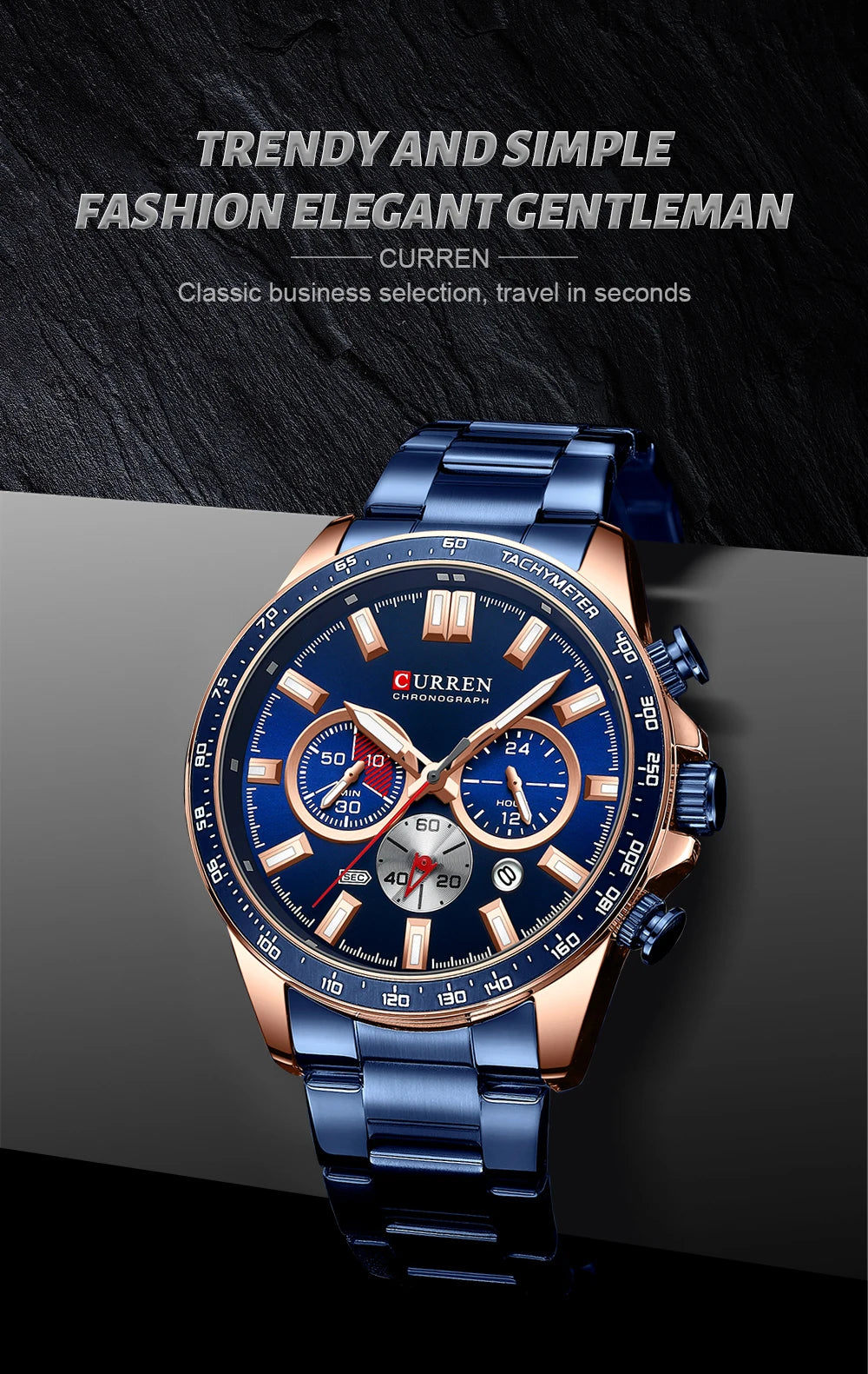 CURREN Brand Design Luxury Business Multifunctional Men's Quartz Chronograph Classic Fashion Sports Luminous Clock Montre Homme