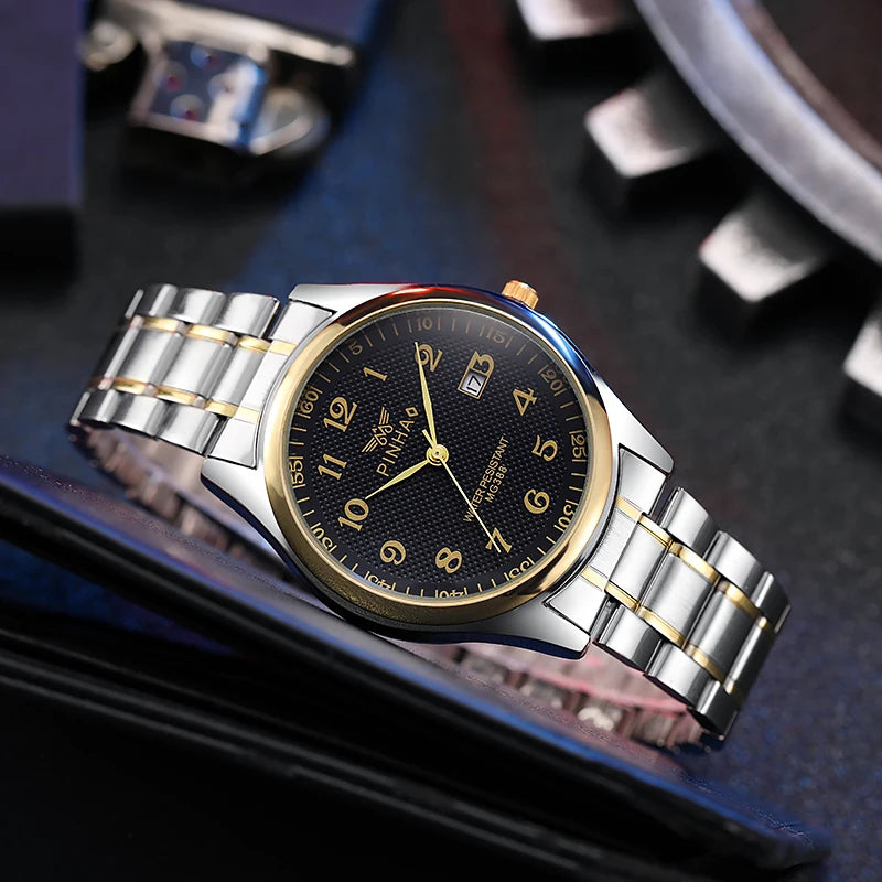 Luxury Designer Full Stainless Steel Men Quartz Watches Calendar Sport Wrist Watch Relogio Masculino montre luxe שעון