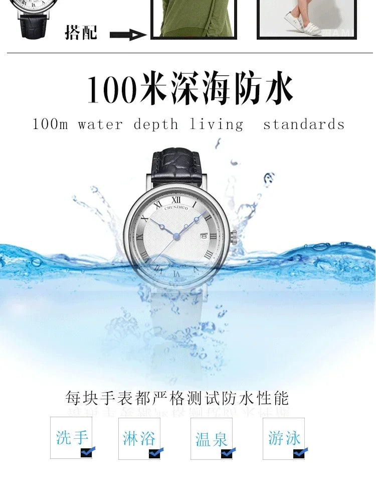 Montre décontractée ultra-plate pour homme, mouvement de montre à quartz de 38 mm, acier inoxydable importé du Japon