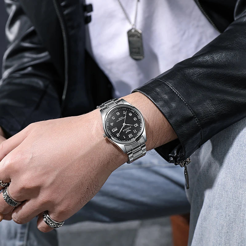 Luxury Designer Full Stainless Steel Men Quartz Watches Calendar Sport Wrist Watch Relogio Masculino montre luxe שעון