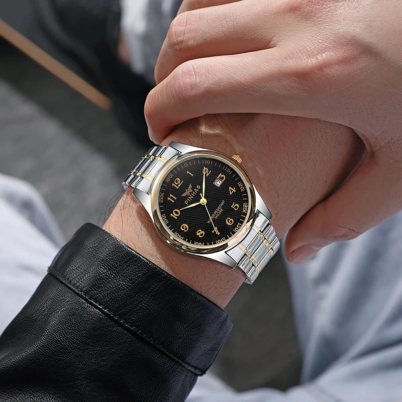 Luxury Designer Full Stainless Steel Men Quartz Watches Calendar Sport Wrist Watch Relogio Masculino montre luxe שעון