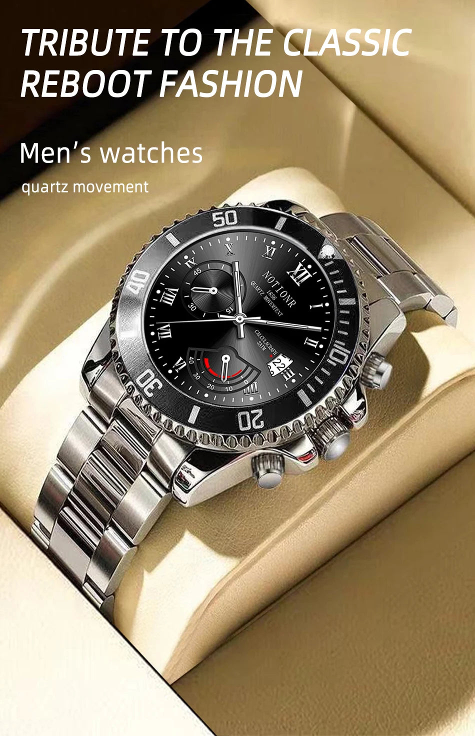 NOTIONR Fashion Watch Casual Clock Montre Homme Business Men Quartz Watch Calendar Green Water Wok Ghost Sport Men Wristwatch