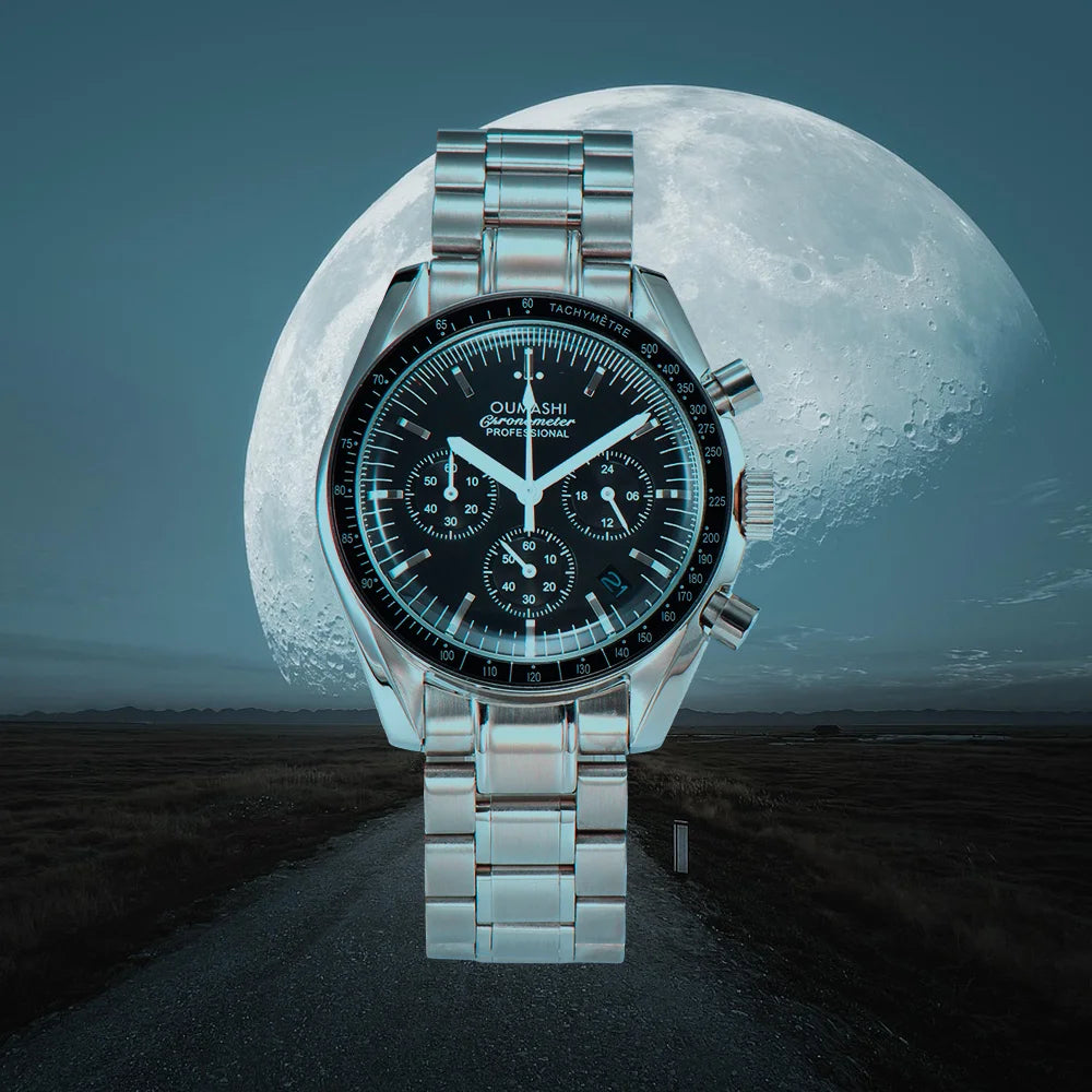 Moons Men's Watch for Man Fashion Quartz Watch Waterproof Chronograph AR Sapphire Glass