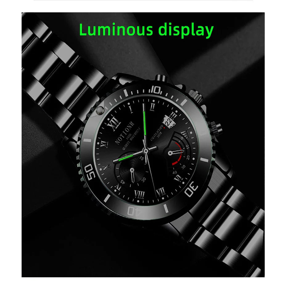 NOTIONR Fashion Watch Casual Clock Montre Homme Business Men Quartz Watch Calendar Green Water Wok Ghost Sport Men Wristwatch